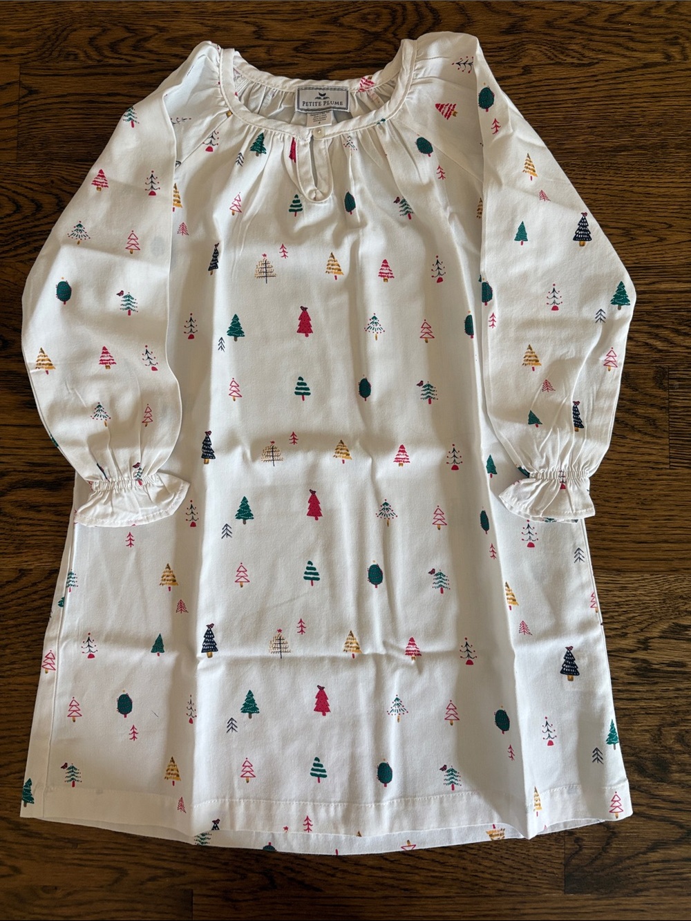 Petite Plume Girls' Nightgown with Multicolor Tree Print